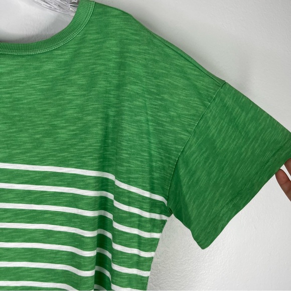 Maurices 24/7 Dawson T-Shirt Womens L Green White Stripe Crew Neck Drop Shoulder - Picture 8 of 14